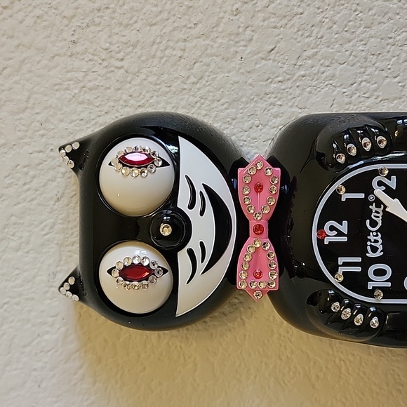 Jeweled Kit-Cat Klock clock SUPER RARE with pink bow tie & tail - Picture 4 of 6